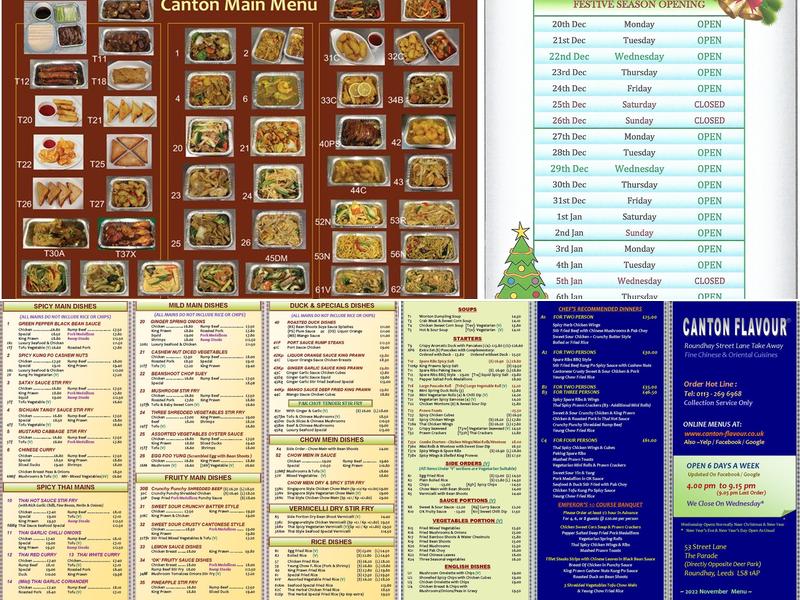 Canton Flavour LS8 Roundhay Menu