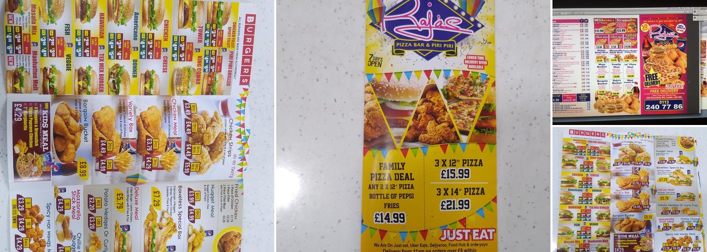 Raja's Pizza Bar Menu