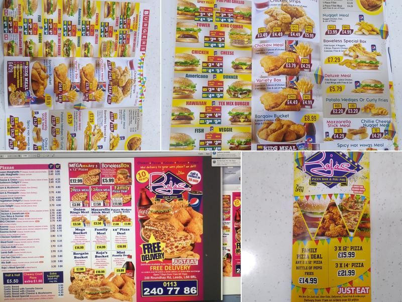 Raja's Pizza Bar Menu