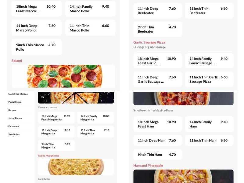 Papas Pizza Menu