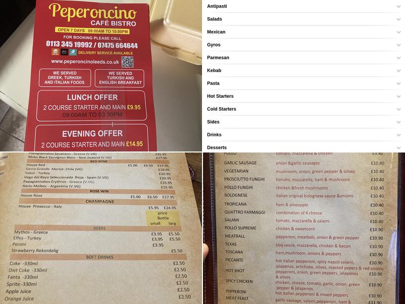 Peperoncino Menu
