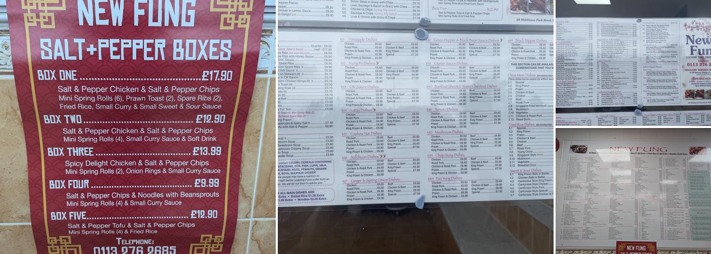 New Fung Chinese Takeaway Menu