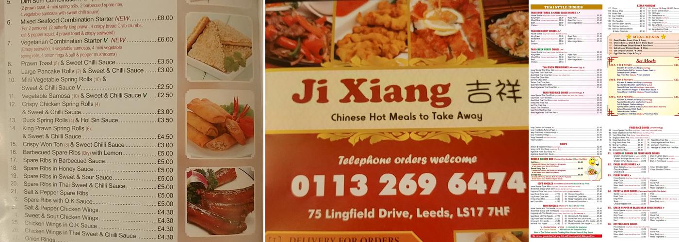Ji Xiang Menu