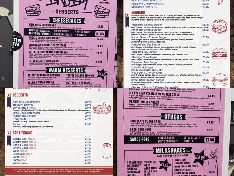 Bad Boy Burgers Menu