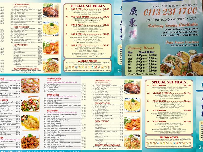 Canton Cuisine Menu