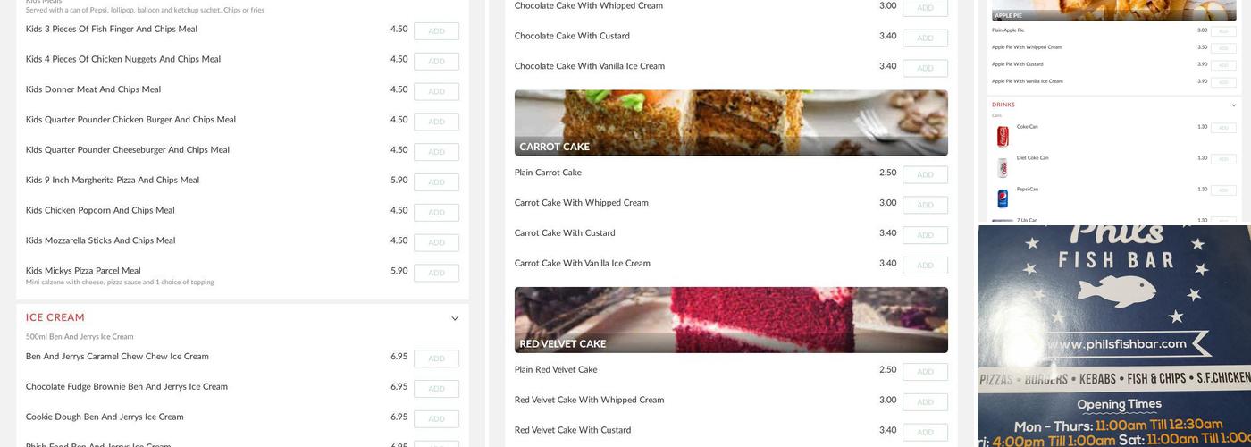 Phil's Fishbar & Takeaway Menu