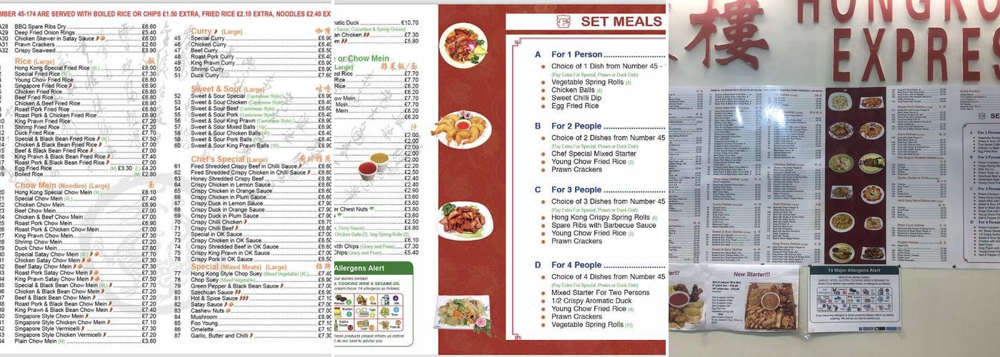 Hong Kong Express Menu