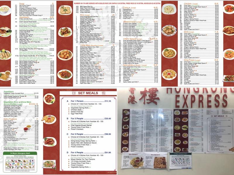 Hong Kong Express Menu
