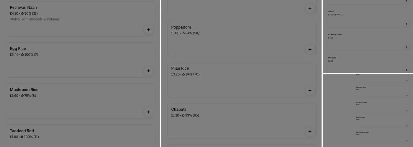 Faiza's Tandoori Takeaway Menu