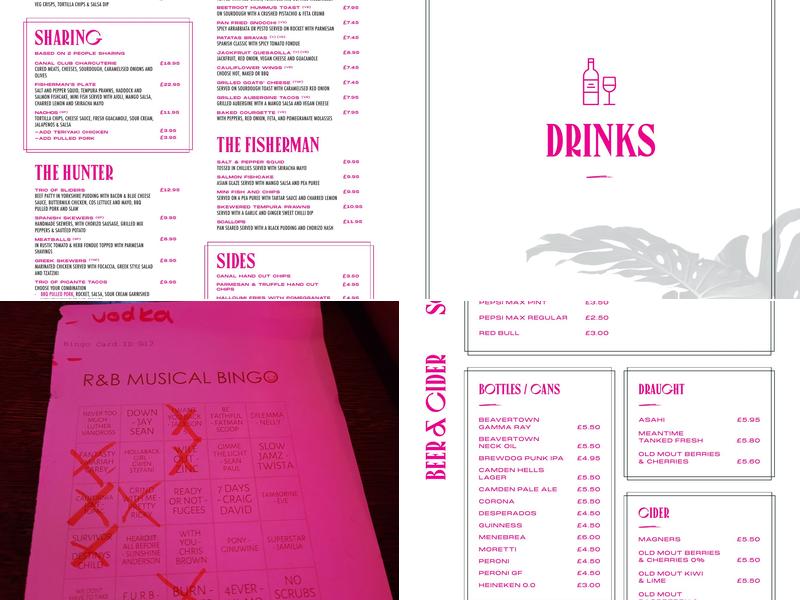 Canal Club Menu