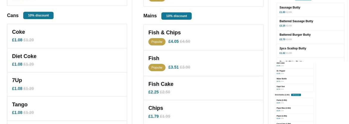 Whingate Fisheries & Fast Food Menu