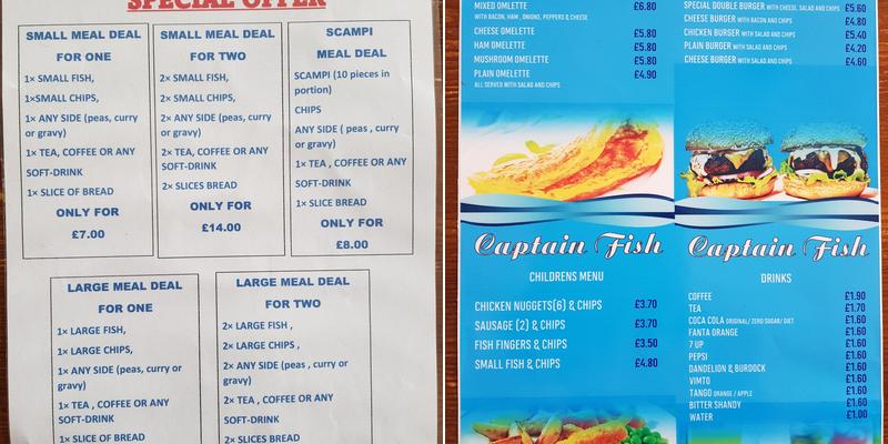 Captain fish Menu