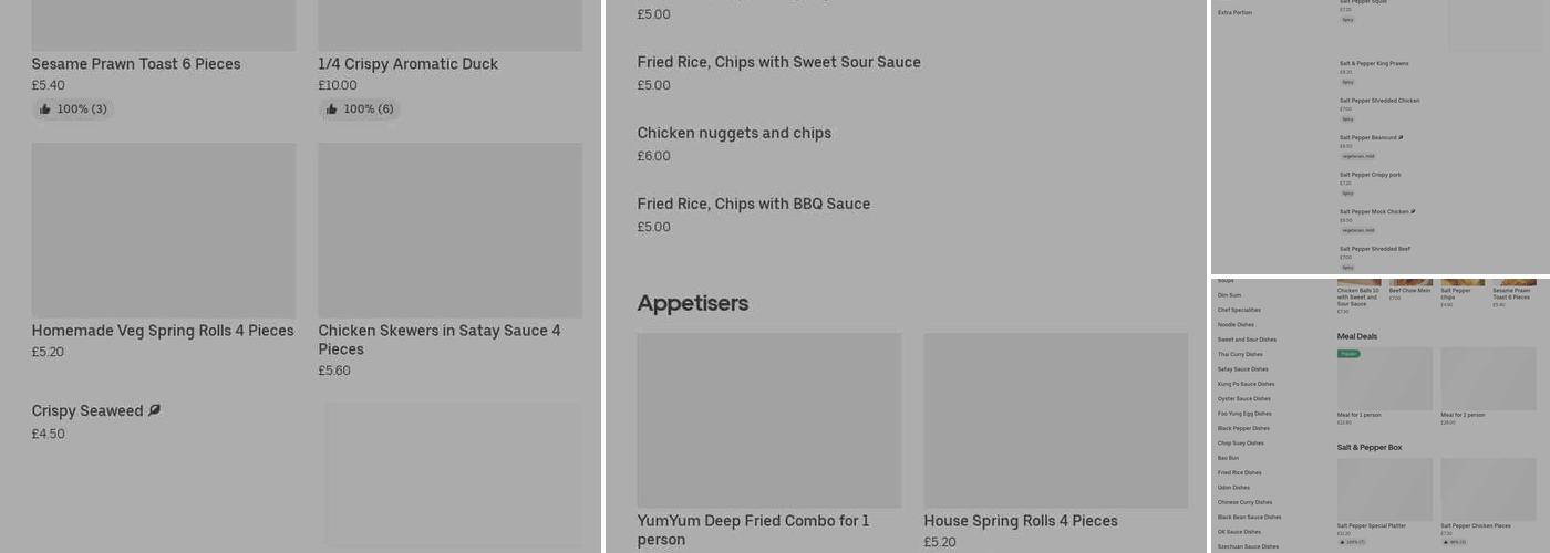 Yum Yum Noodle Bar Menu