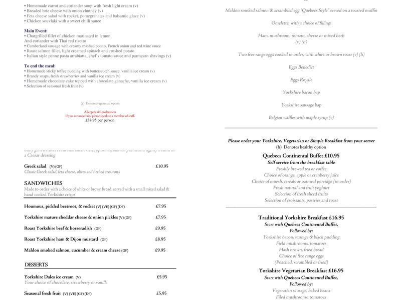 The Porter’s Lodge Menu