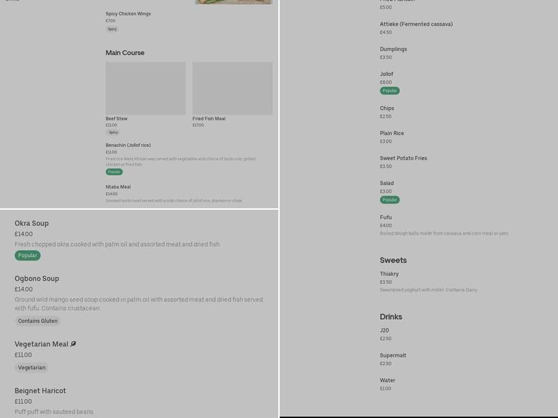 Mayans Fusion Cooking Menu