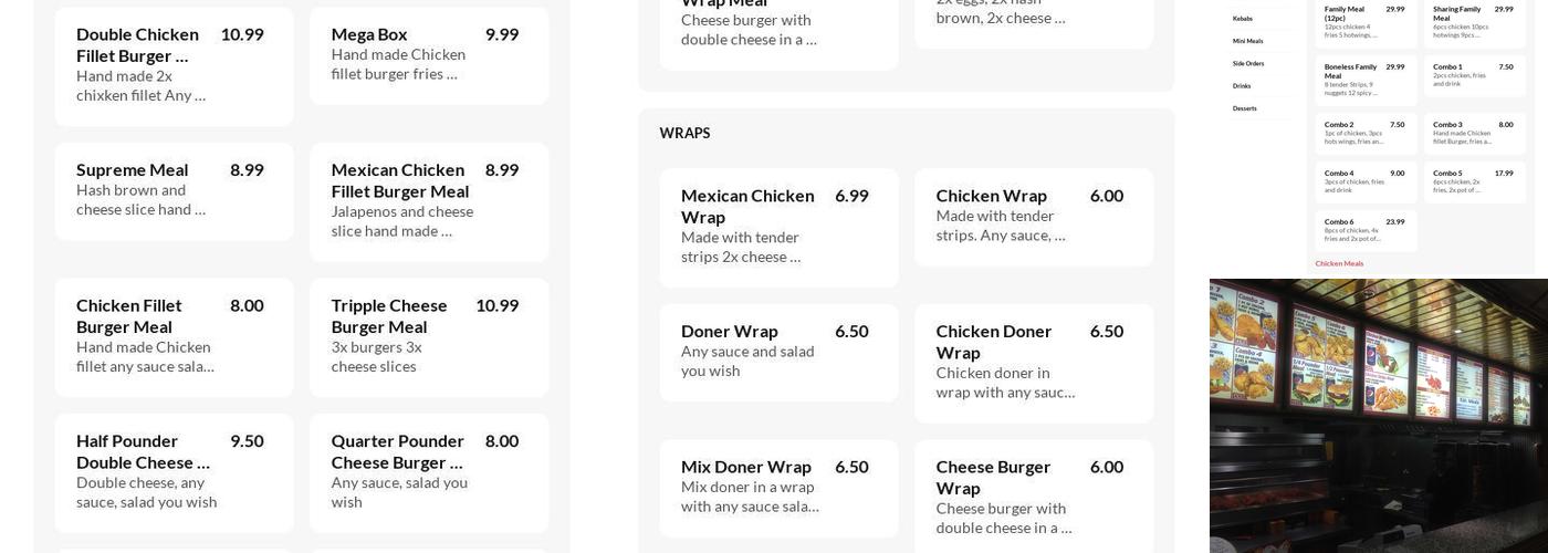 T.F.C WELLINGTON Menu