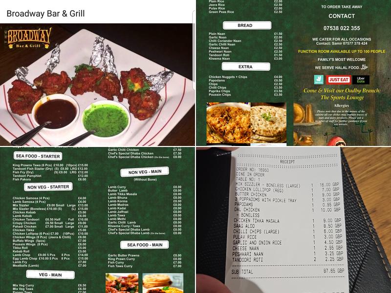 The Broadway Bar & Grill Menu