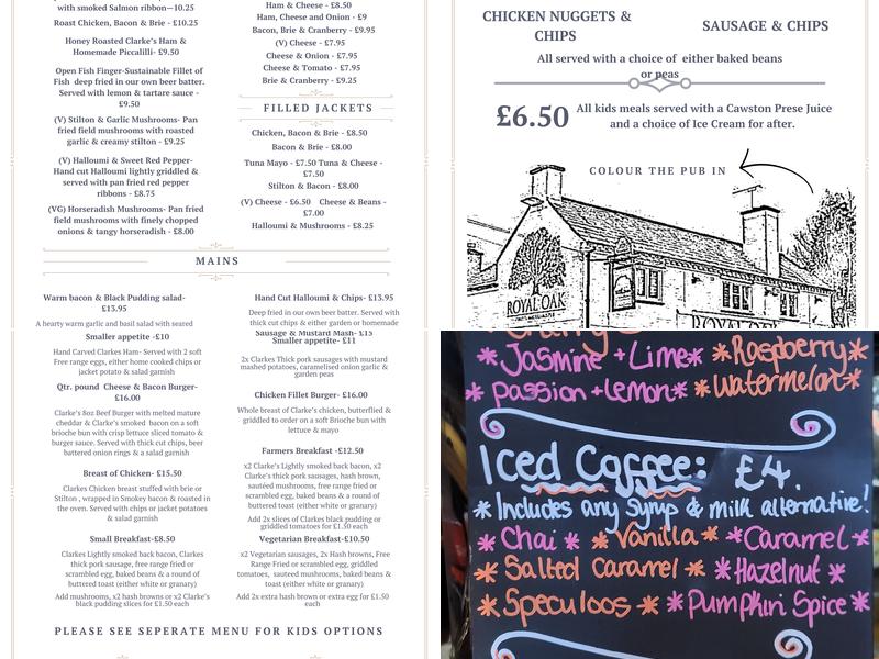 The Royal Oak Menu