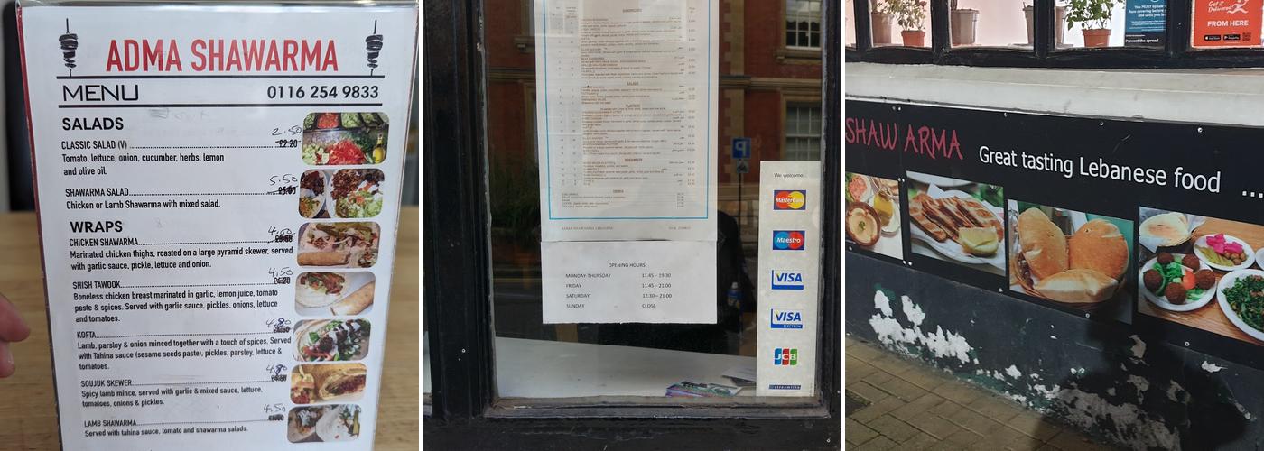 ADMA Shawarma Lebanese restaurant Menu