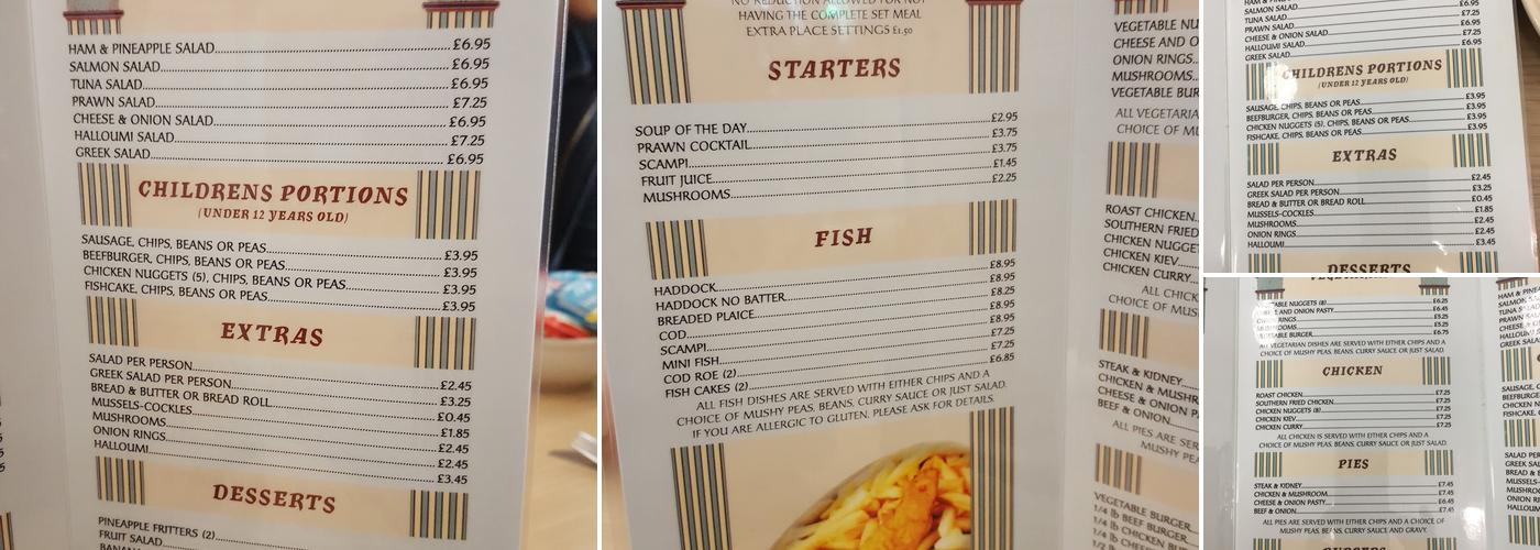 Grimsby Fisheries Menu