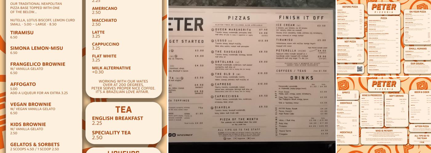 Peter Pizzeria Menu