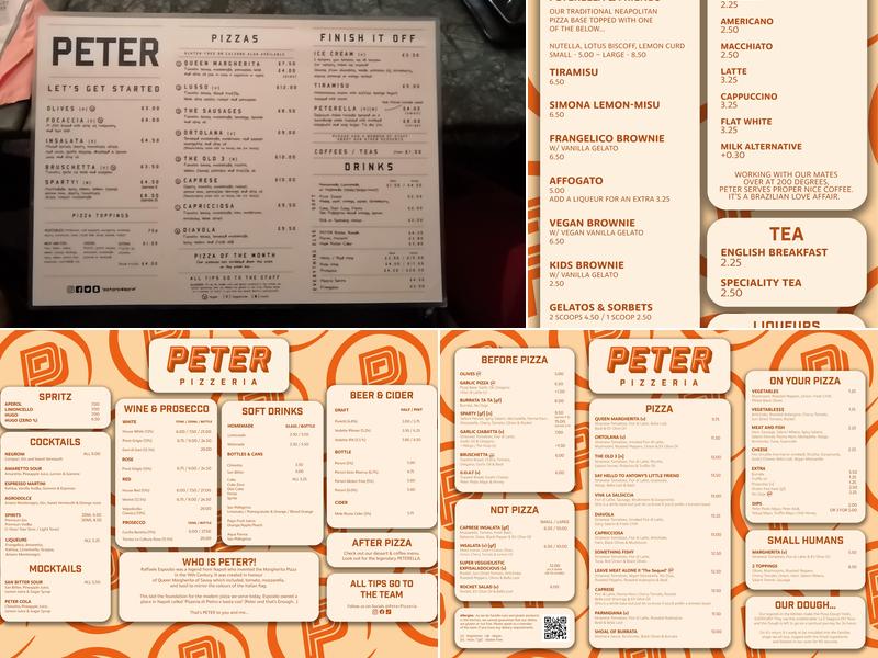 Peter Pizzeria Menu