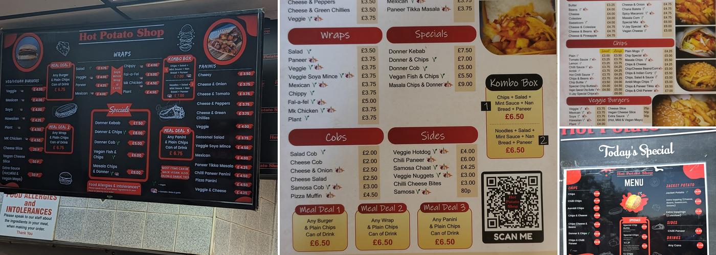Hot Potato Shop Menu