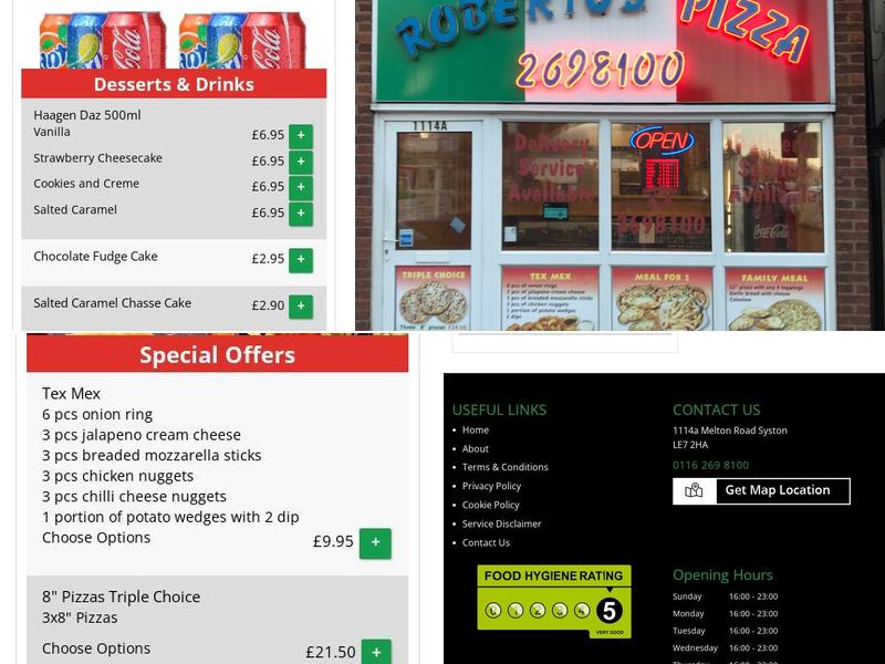 Roberto's Pizza Menu