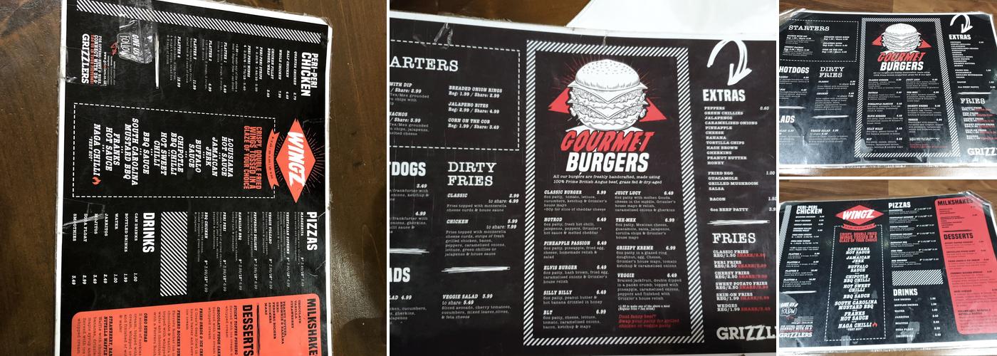 Grizzlers Menu