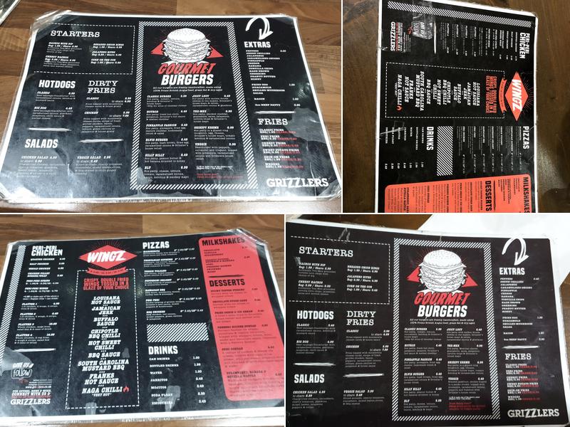 Grizzlers Menu