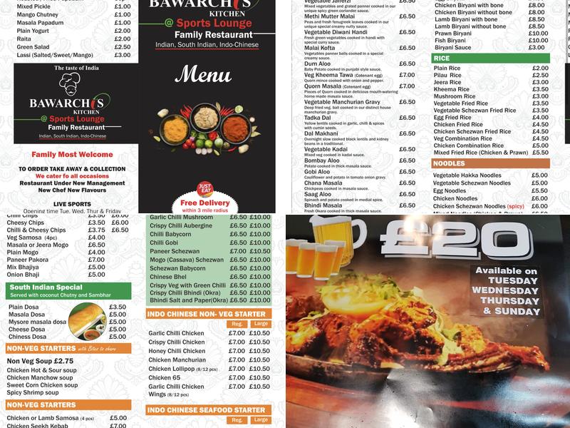 Sports Lounge Oadby Menu
