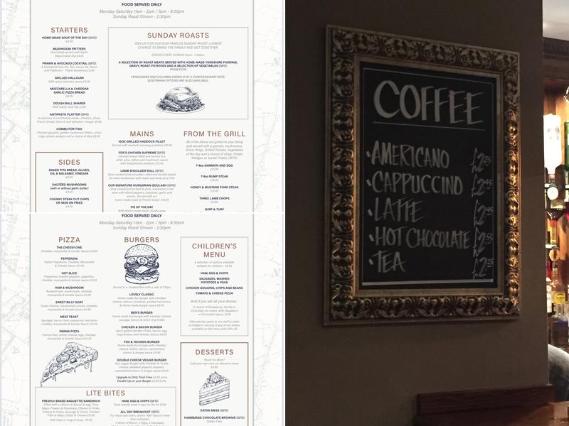 Fox & Hounds Public House Menu