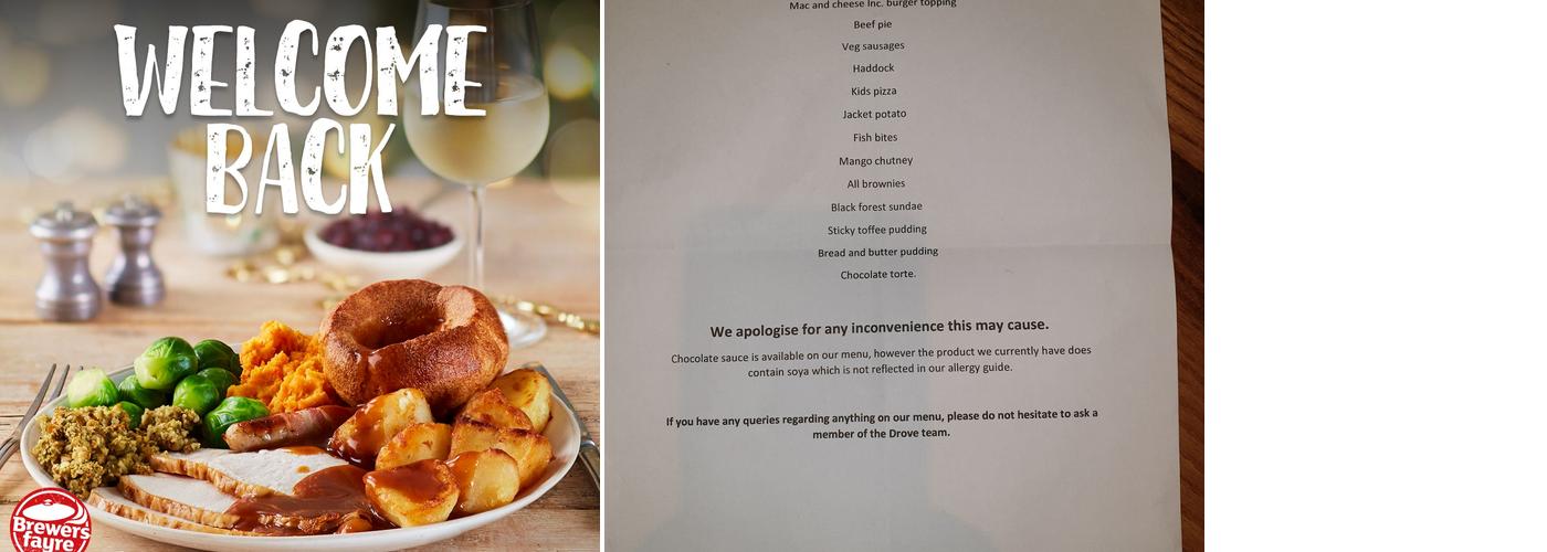 Brewers Fayre Drove Menu