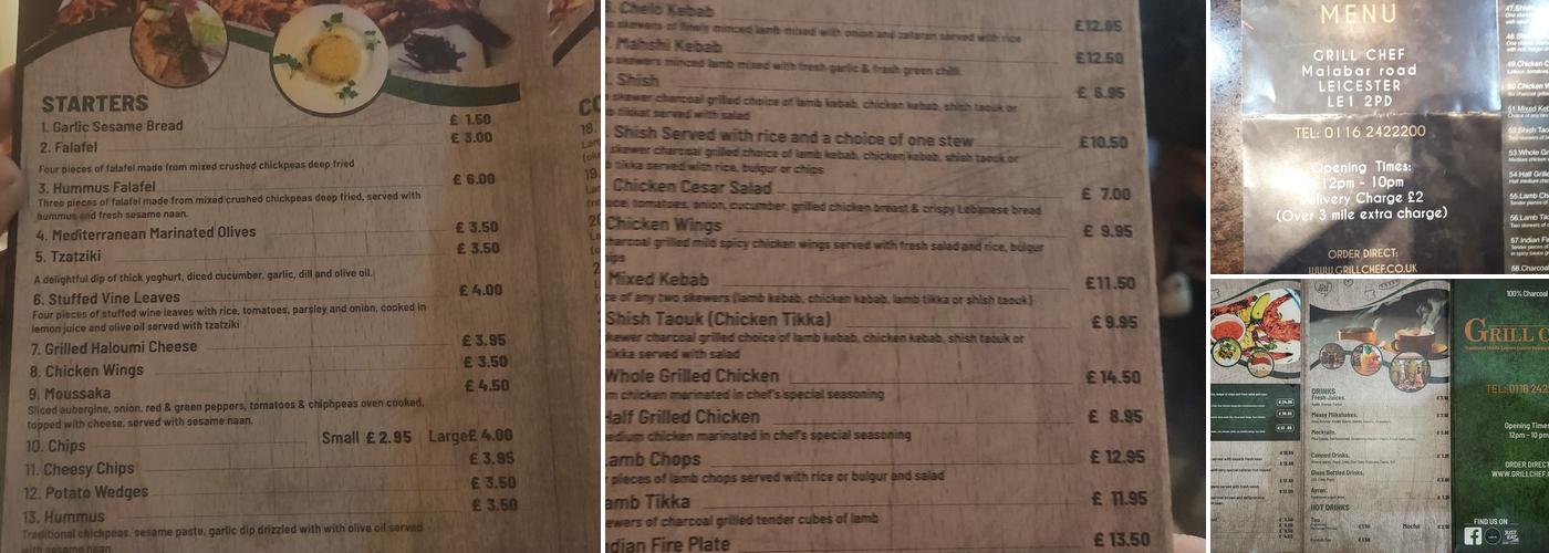 Grill Chef Restaurant Menu