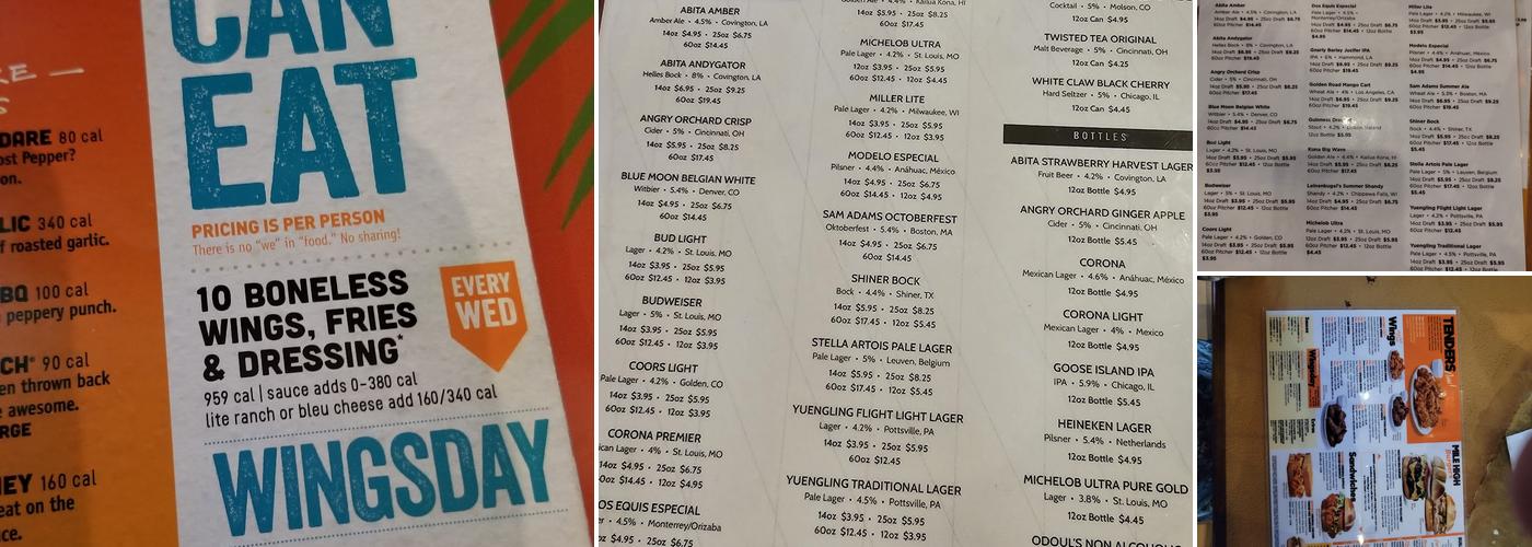 Hooters Menu