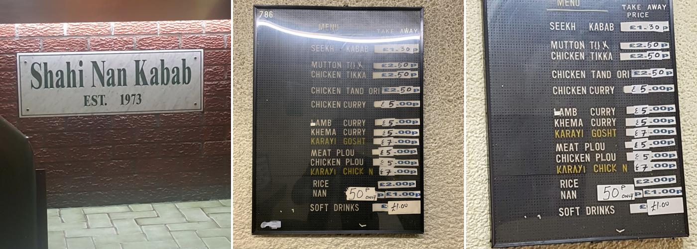 Shahi Nan Kebab Menu
