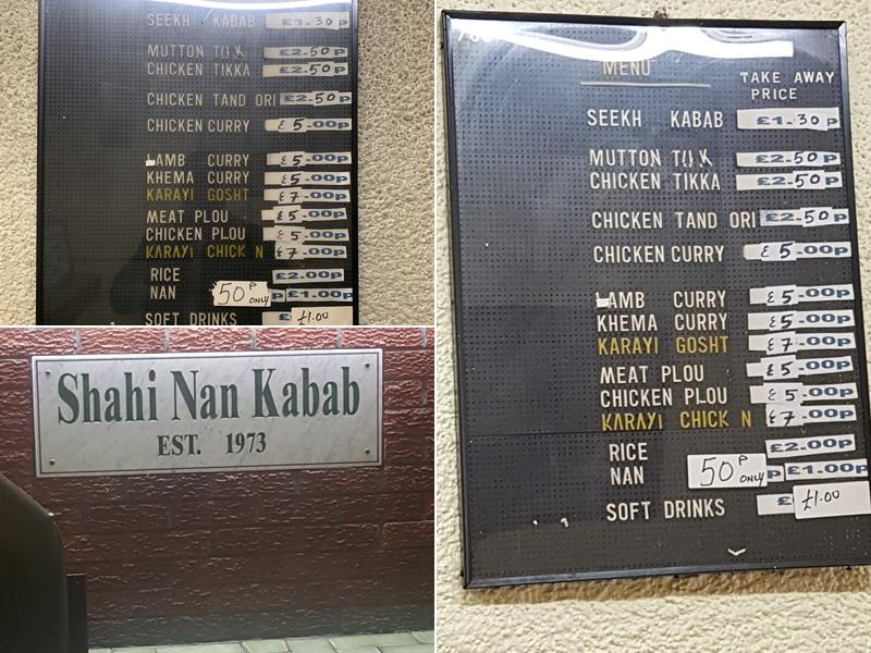 Shahi Nan Kebab Menu