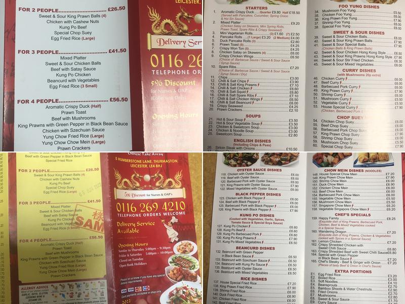 The Wing Sun Menu