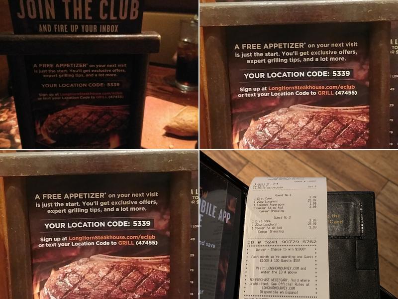 LongHorn Steakhouse Menu