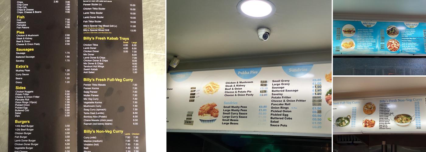 Billy's Fish Bar Menu