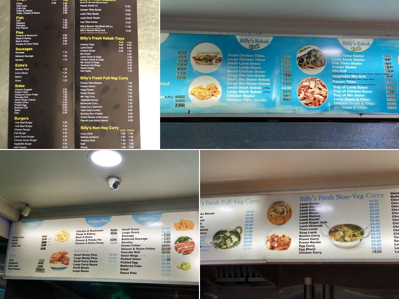 Billy's Fish Bar Menu