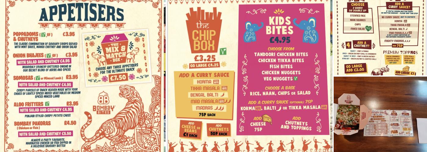 Bombay Bites Granby Street Menu