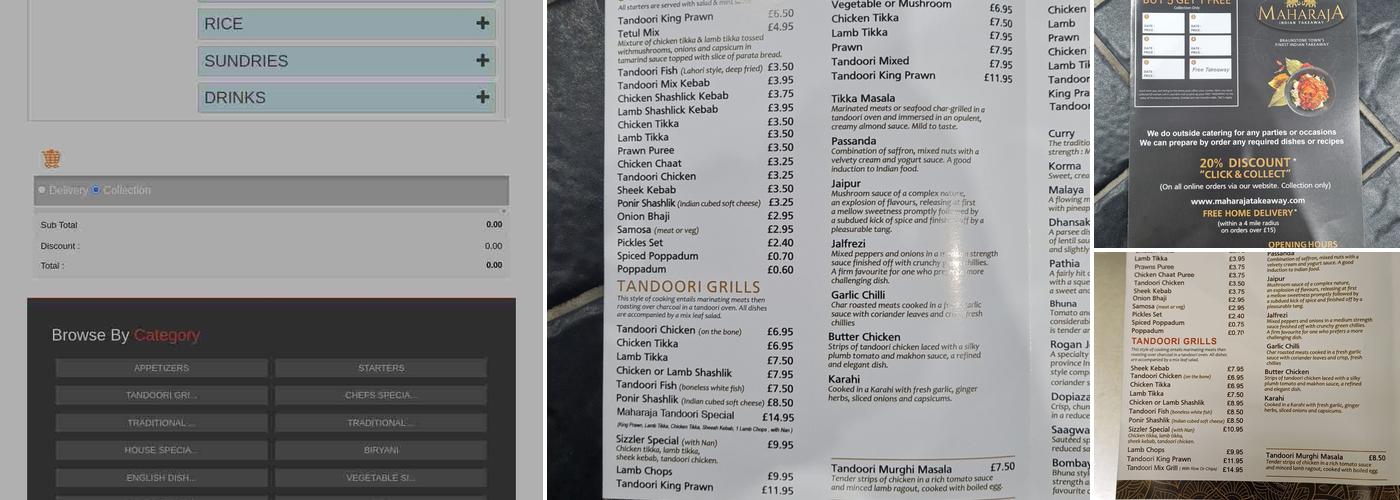 Maharaja Takeaway Menu