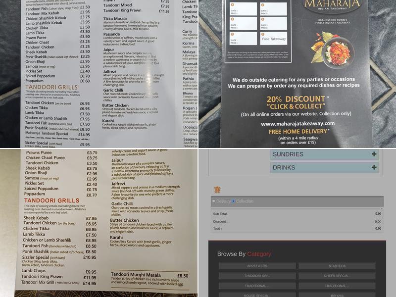 Maharaja Takeaway Menu