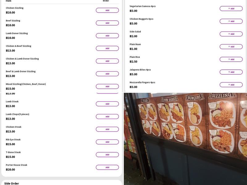 Leicester Steakhouse Menu