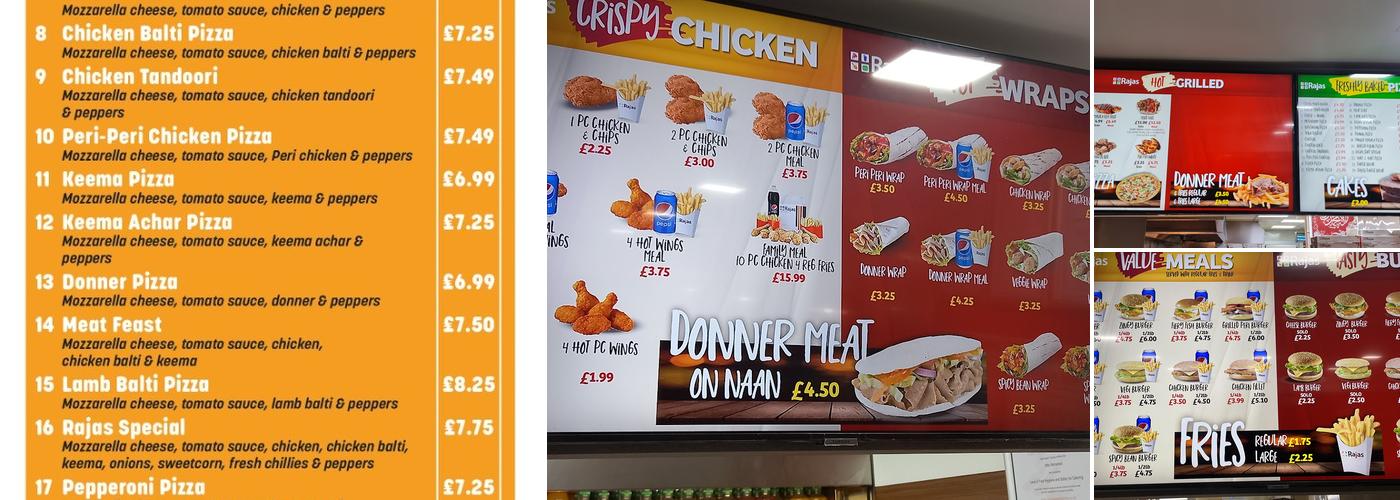 Rajas Pizza & Grill Bar Menu