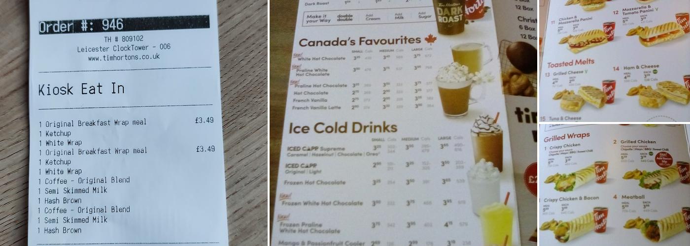 Tim Hortons Menu