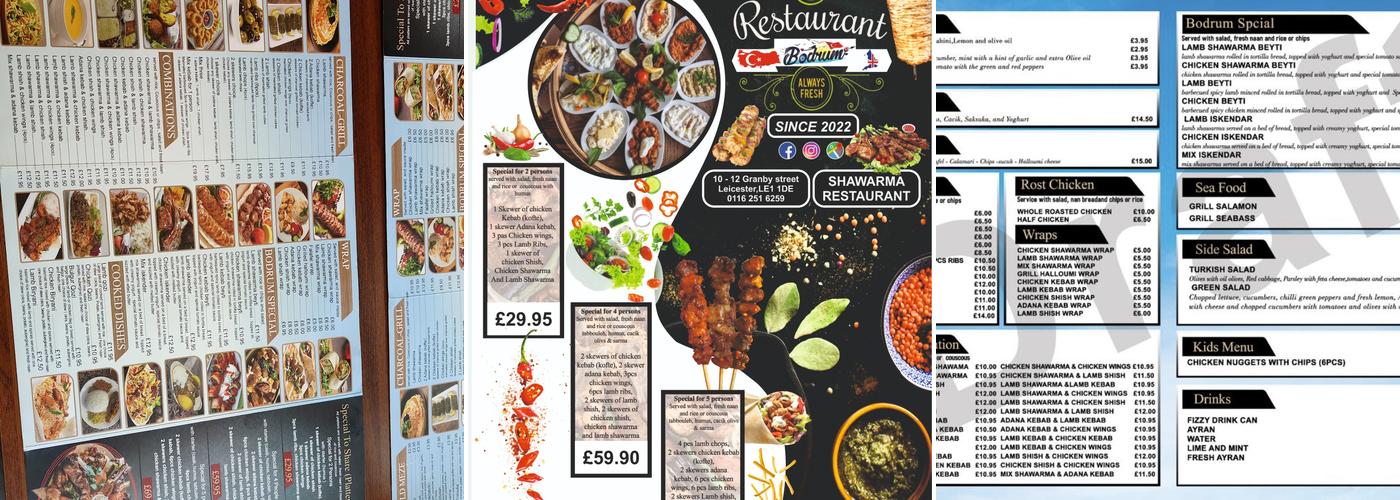 Bodrum Shawarma Menu