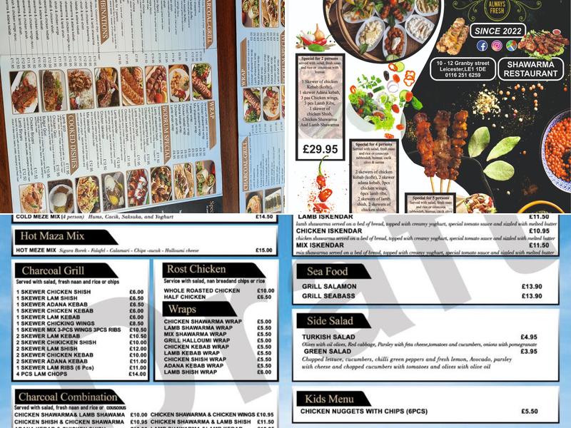 Bodrum Shawarma Menu