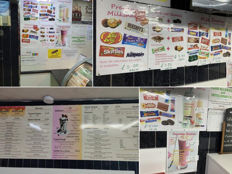 Sahara Desserts Menu